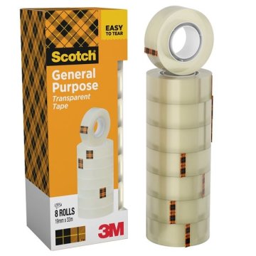 Scotch Scotch Transparent Tape 508, 19 mm × 33 m, 8 kosov