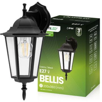 LUMILED Vrtna stenska svetilka E27, zunanja fasadna svetilka, črna, Bellis