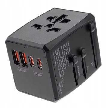 Potovalni adapter (HHT904) - PD20W, 2xUSB, 2xType-C, Techsuit, EU/VB/Avstralija/ZDA