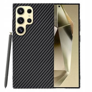 Ovitek za Galaxy S24 Ultra, zadnja stran iz karbonitnih vlaken, karbon, črna