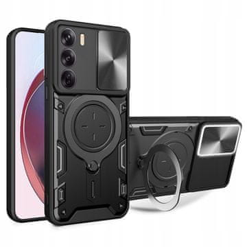 Ovitek za Oppo Reno12 Pro, CamGuard Pro, magnetna hrbtna stran, stojalo - črn