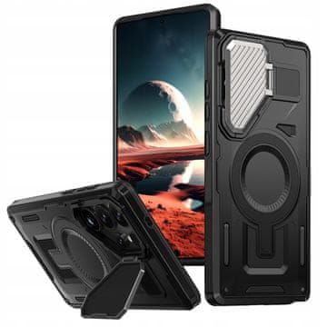 Ovitek za Galaxy S25 Ultra, oklepljen hrbet, MagSafe, stojalo, pokrov, kamera