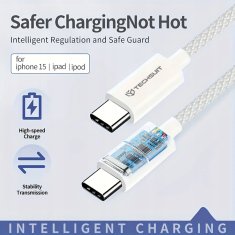 Kabel USB tipa C, PD60W, QC3.0, 1 m, USB-C - Techsuit - bel