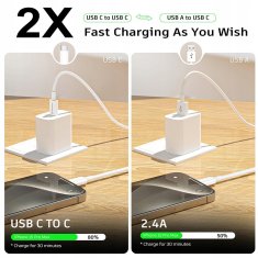 Kabel USB-C na USB-C (60 W, 480 Mbps, 1 m), Techsuit, hitro polnjenje