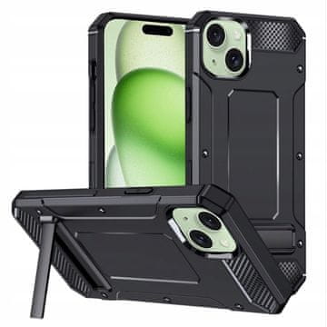 Oklepni ovitek za Apple iPhone 15, ovitek, močna zadnja stran, črn