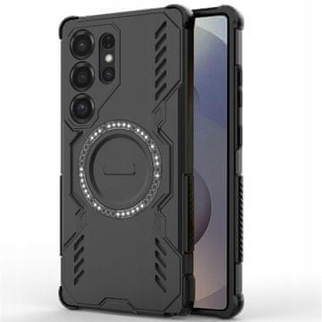 Ovitek za Galaxy S25 Ultra, za MagSage, ovitek ArmorMag, črna zadnja stran