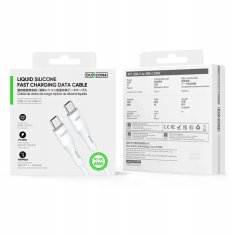 Kabel USB-C na USB-C 65W PD QC3.0 1m za hitro polnjenje, silikonski, bel