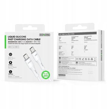 Kabel USB-C na USB-C 65W PD QC3.0 1m za hitro polnjenje, silikonski, bel