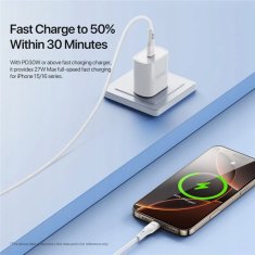 Kabel USB-C na USB-C 65W PD QC3.0 1m za hitro polnjenje, silikonski, bel