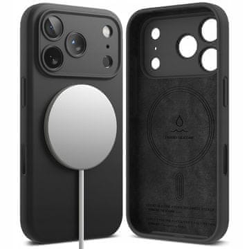 RINGKE Ovitek za Apple iPhone 17 Pro Max, silikonski magnetni MagSafe - črn