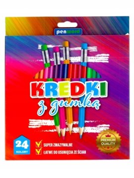 24-barvni svinčniki z radirko, veliko pakiranje