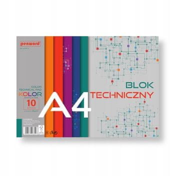 Tehnični blok A4 10 barvnih listov 180g/m2 BT-3