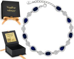 ELEGANTNA ŽENSKA SREBRNA ZAPESTNICA TEMNO MODRA SAFIR 925