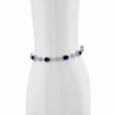 ELEGANTNA ŽENSKA SREBRNA ZAPESTNICA TEMNO MODRA SAFIR 925