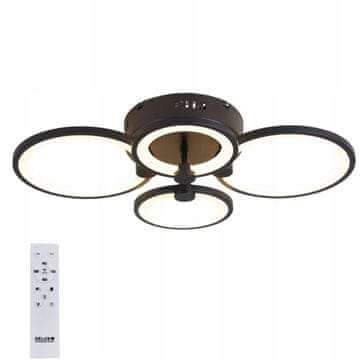 DE STROPNA SVETILKA s 4 obroči, plafon, črna, viseča LED LESTENCA + DALJINSKI UPRAVLJALNIK 50W 61cm