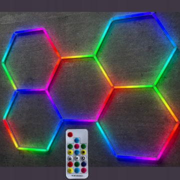 DE Stropna svetilka LED panel Hexagon plafond 158*229cm RGB + daljinski upravljalnik