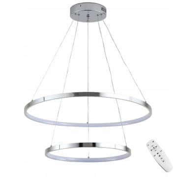 DE STROPNA SVETILKA Z 2 OBROČAMA, kromirana, viseča LED LESTENCA + DALJINSKI UPRAVLJALNIK 40/60 cm