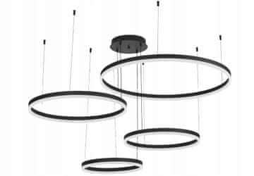 DE Moderna črna LED viseča stropna svetilka PILOT s 4 obroči, dimenzije 40/50/60/80 cm