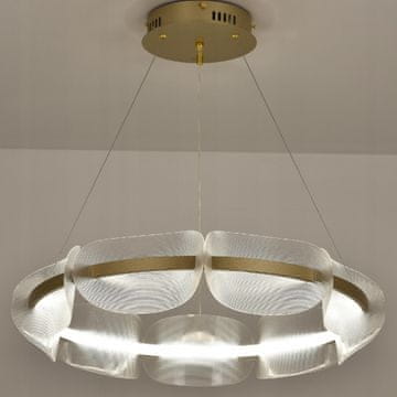 DE STROPNA SVETILKA 80cm LED PLAFON VISEČI LESTENEC obroč + DALJINSKI UPRAVLJALNIK zlata glamurozna