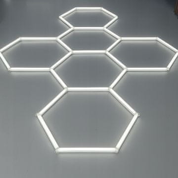 Stropna svetilka HEXAGON 6, bel aluminij, za garažo, 6500K