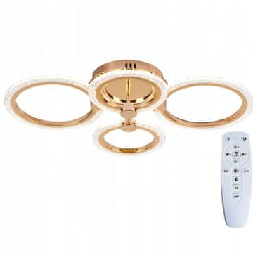 DE Zlata Palfon Glamour LED stropna svetilka, 4 žarnice, z daljinskim upravljalnikom, 61 cm