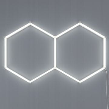 Stropna svetilka HEXAGON 2, bel aluminij, za garažo, 6500K