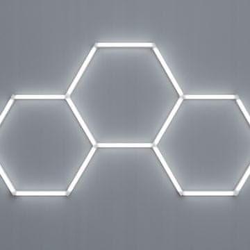 Stropna svetilka HEXAGON 3 iz belega aluminija za garažo, 6500K
