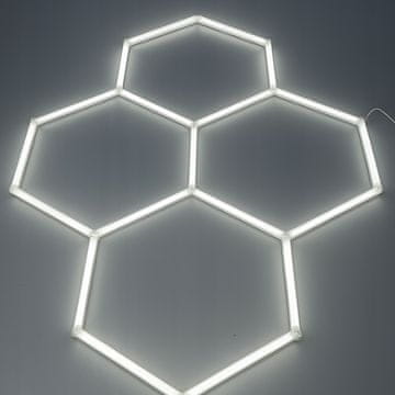 Stropna svetilka HEXAGON 4, bel aluminij, za garažo, 6500K