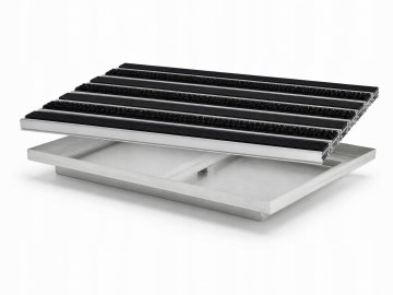 Ente ALUMINIJASTA PREPROGA ZA VRATA C22 KRTAČA/ČRNA GUMA 60x40 + POSODA ZA USEDNINE