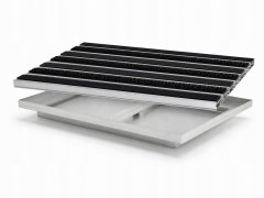 Ente ALUMINIJASTA PREPROGA ZA VRATA C22 KRTAČA/ČRNA GUMA 75x50 + POSODA ZA SADIDBE