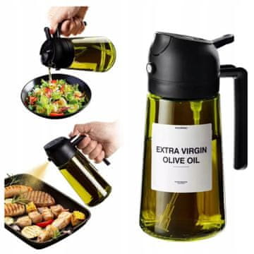 RAZPRŠILEC OLJNEGA OLJA TEMNO STEKLO DOZATOR ZA OLJNI KIS STEKLENA meglica 470 ML