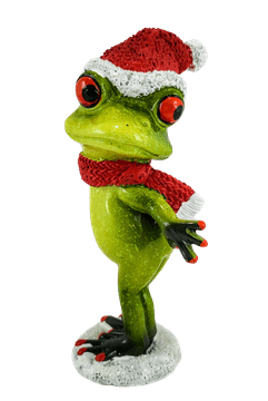 BOŽIČNA FIGURA ŽABICE V BOŽIČKOVI KLOBUKU