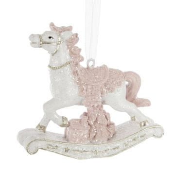 BOŽIČNI OBESECE ROZA GUGALNI KONJIČEK 7x7,5x2CM
