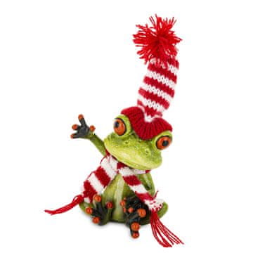 BOŽIČNA FIGURA ŽABICE V KLOBUKU IN ŠALI 14 CM