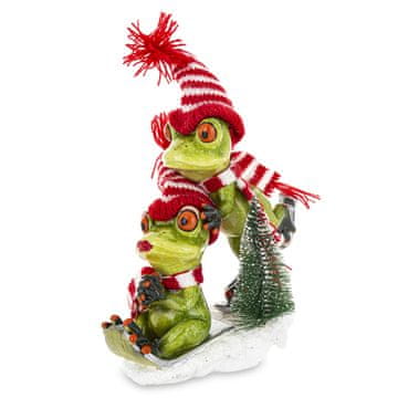 BOŽIČNA FIGURA ŽABICE NA SMUČANJU 21 CM