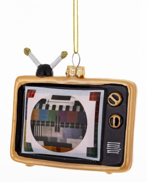 Retro TV kroglica obesek za božično drevo PRL 9x10x3,5