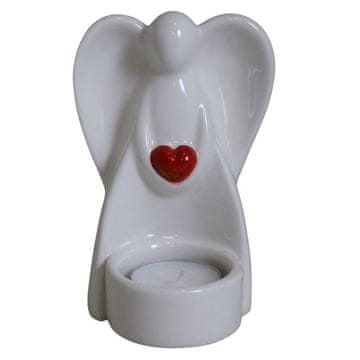 KERAMIČNI ANGEL ZA T-LUČKO BELA Z RDEČIM SRČKOM 8,7X7,8X12,7