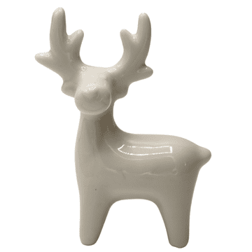 KERAMIČNA BELA MINI FIGURICA SEVERNEGA JELENA 5,2 x 2,7 x 7,2 cm