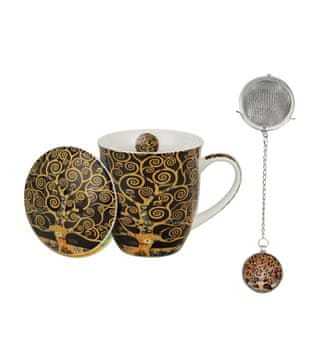 Duo 400 ml porcelanasta skodelica z infuzerjem - DREVO ŽIVLJENJA rjave barve Gustav Klimt