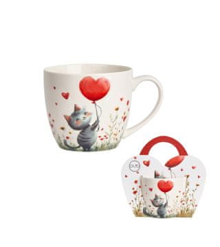 Duo Porcelanasta skodelica 460 ml - MAČKA Z BALONOM VALENTINOVO DARILO