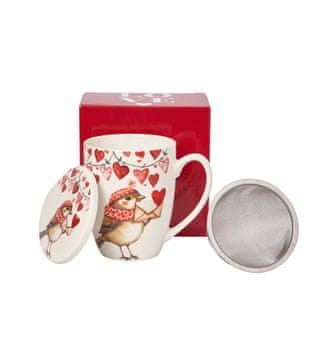 Duo Porcelanasta skodelica z infuzerjem 360 ml - ZIMSKI VRABEC