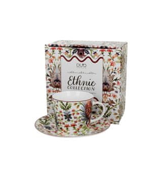 Duo Porcelanska skodelica s krožnikom 240 ml - MARBELLA Exotic Flowers