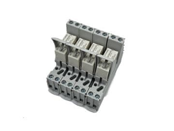 komplet 4 relejnih modulov za DIN letev - relejna tuljava 12VDC, preklopni kontakt AgNi 16A 250VAC