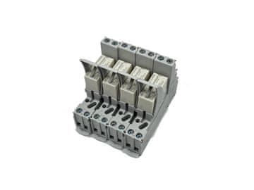 komplet 4 x relejnih modulov za DIN letev - relejna tuljava 12VDC, 2 x preklopni kontakt AgNi 8A 250VAC