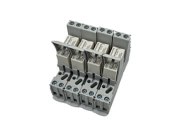 komplet 4 x relejnih modulov za DIN letev - relejna tuljava 230VAC, 2 x preklopni kontakt AgNi 8A 250VAC