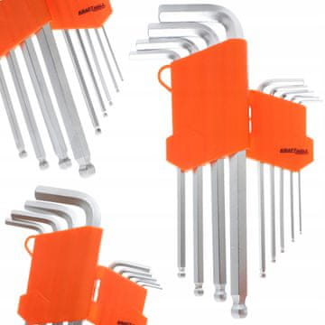 Kraft&Dele KOMPLET KLJUČEV Z OBLOŽENO GLAVO ALLEN 1,5-10 MM, 9 DELNI KD10296