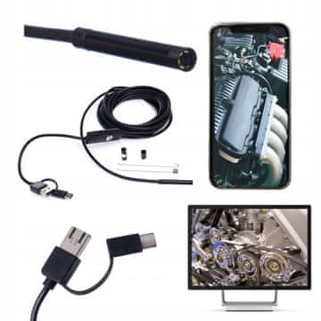 Kraft&Dele 3-v-1 USB endoskopska inšpekcijska kamera ANDROID IOS WINDOWS MAC