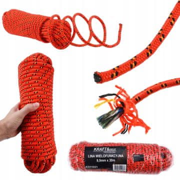 Kraft&Dele Večnamenska vrv 9,5 mm x 30 m oranžna vrtna šotorska