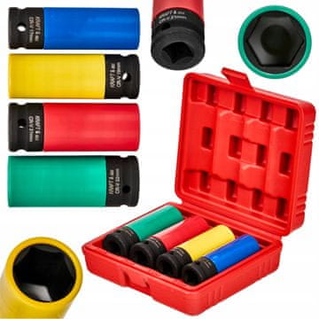 KOMPLET UDARNIH NASTAVKOV 1/2" ZA ALU PLATIŠČA 4 KOSOV NASTAVKOV DOLŽINE 17-22 MM KD11751