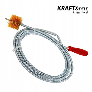 Kraft&Dele Kanalizacijski spiralni vodnik za cevi s krtačo 6 mm x 3 m